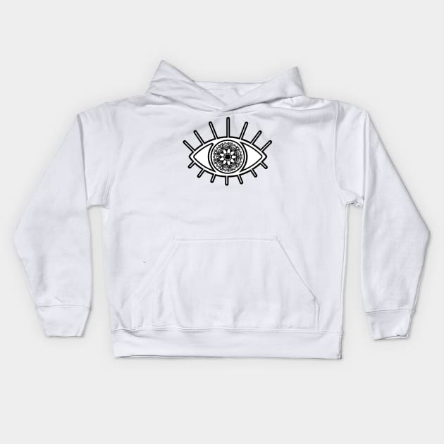 Mandala Evil Eye Kids Hoodie by aterkaderk